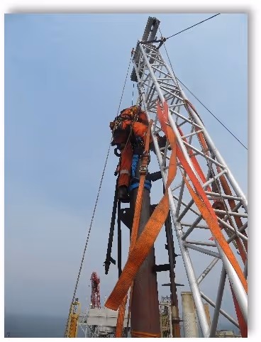 Assembly of a flare tip handling system requires rope access according IRATA guidelines