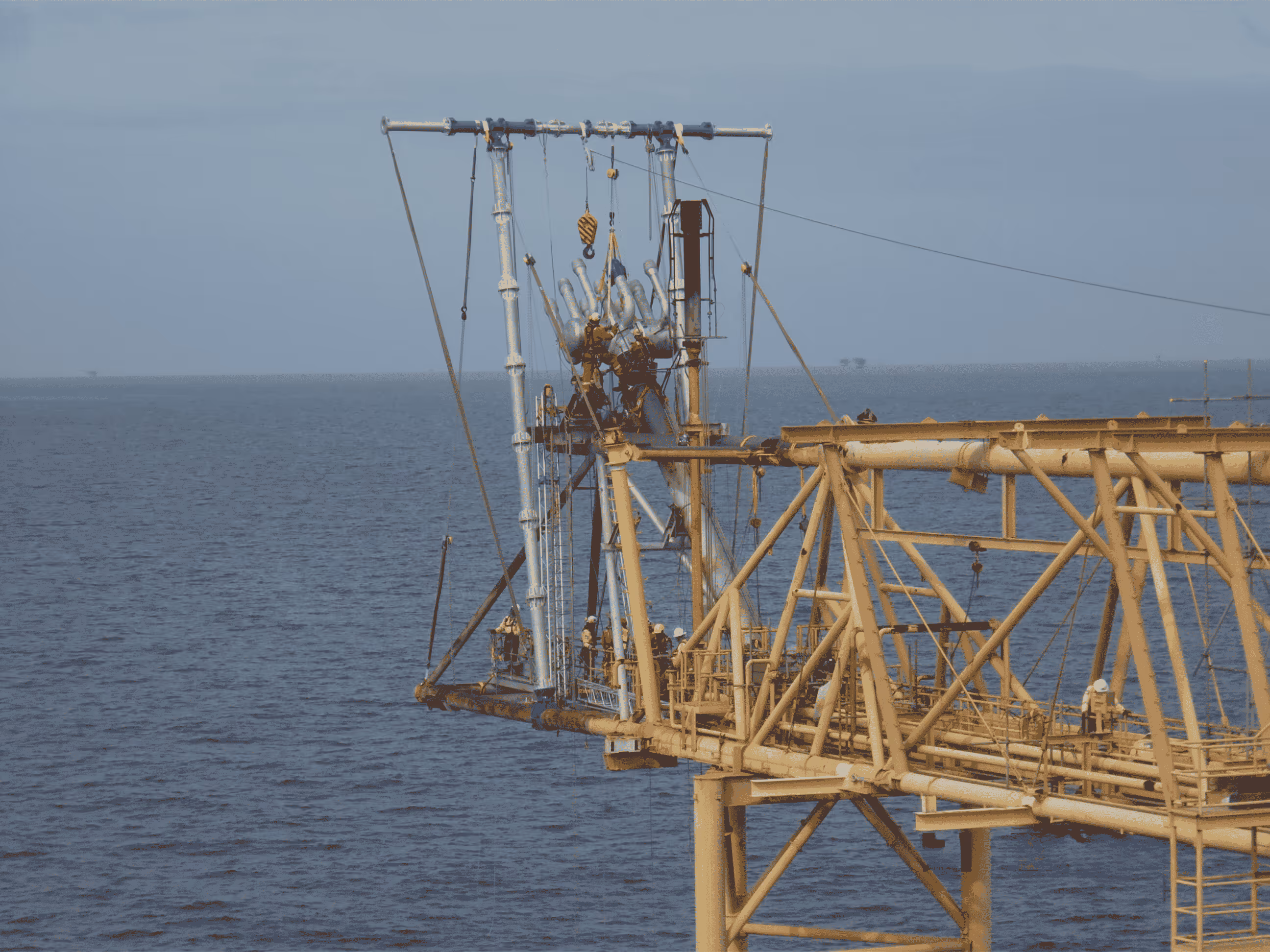 "Specialists position the new flare tip at the Erawan facility, leveraging advanced lifting equipment and precise coordination to complete the offshore replacement safely and on time."
