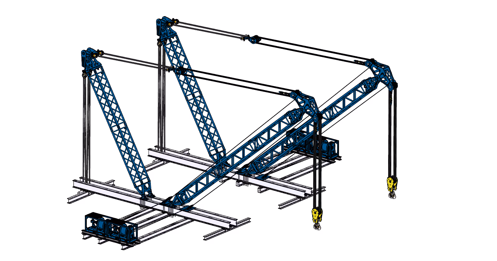 A supply vessel delivering heavy loads to an offshore platform using the SL900L Double Boom Lifting System. The system's lift winches facilitate controlled and precise handling of loads, ensuring operational versatility.