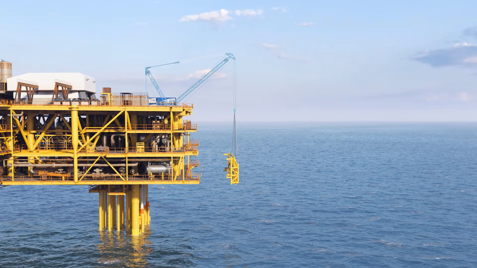 A SL900 single boom lift offshore