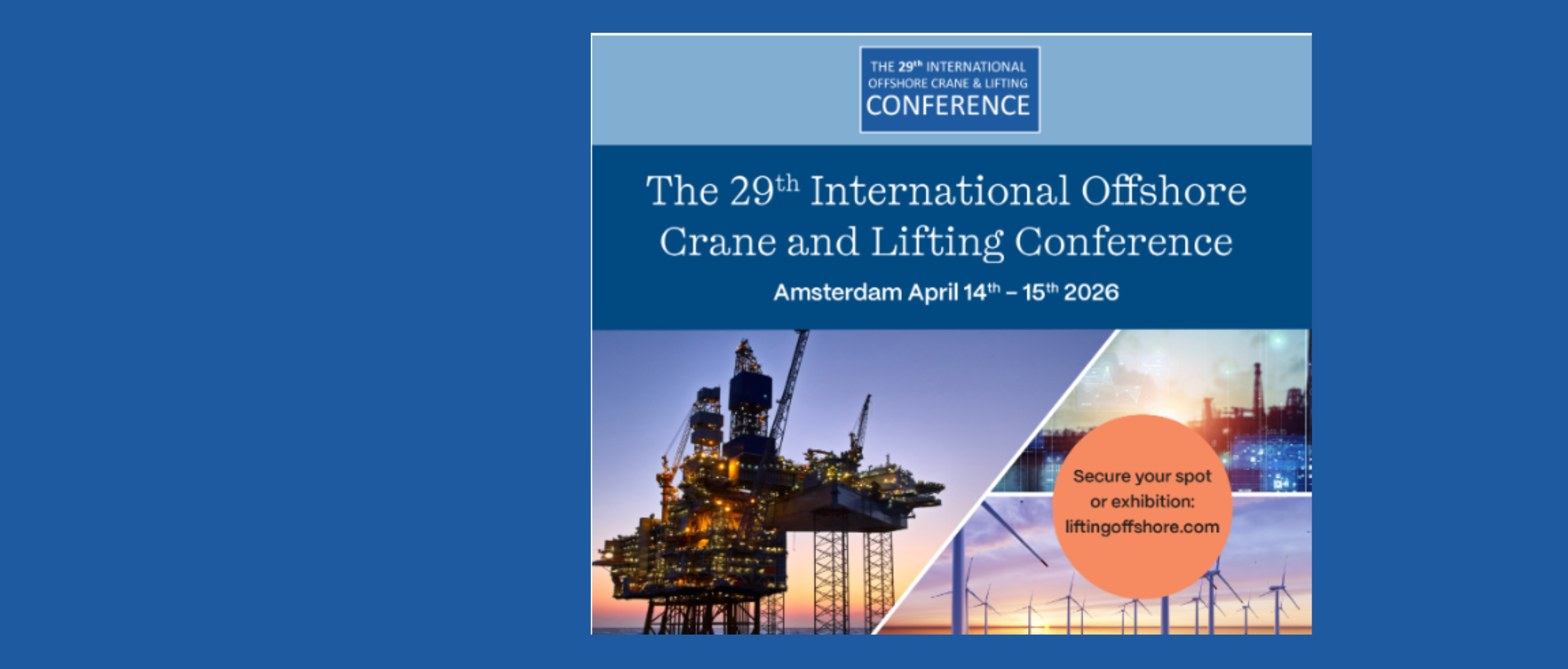 Conbit attends the International Offshore Crane and Lifting Conference 2026 in Amsterdam, presenting a FAT safety case and engaging with industry experts on offshore lifting technology and operational safety.