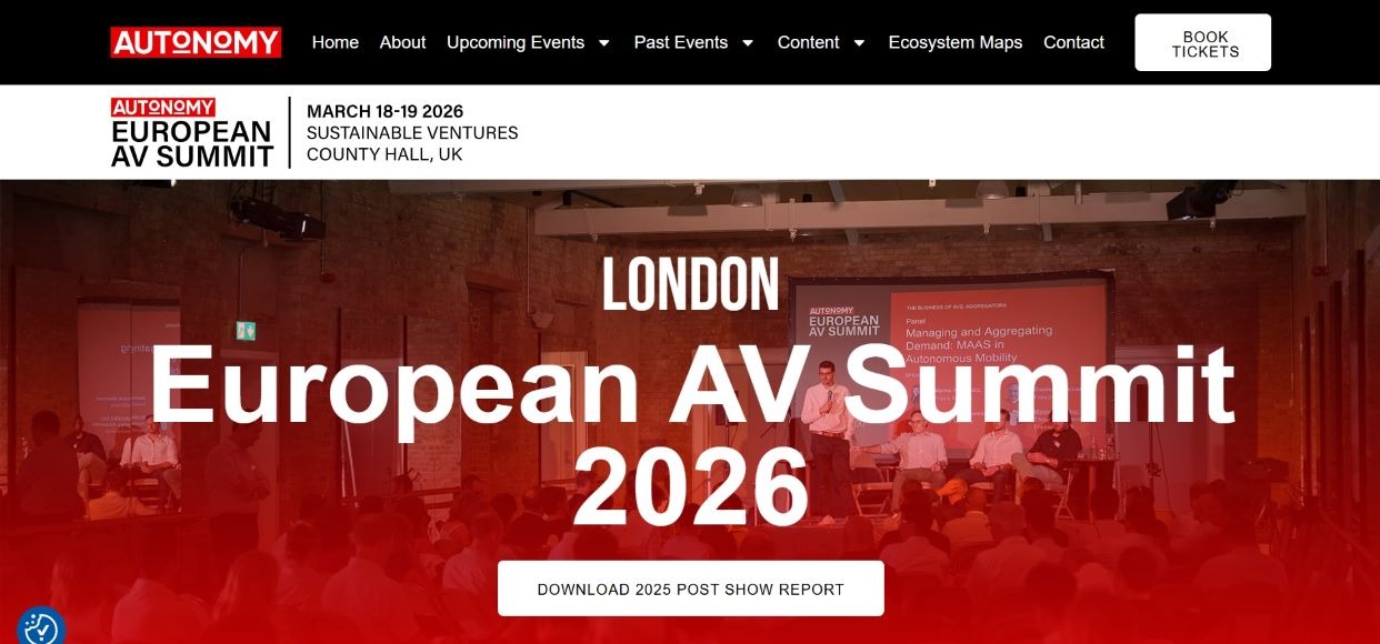 “Promotional banner for the European AV Summit 2026 showing a conference setting with bold text announcing the event in London.”