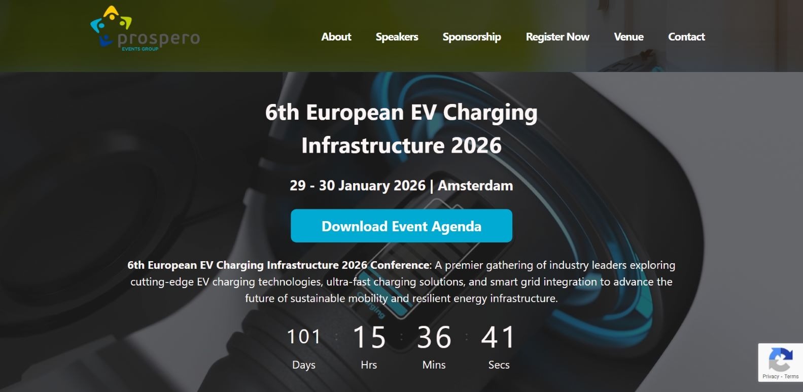 “Promotional banner for the 6th European EV Charging Infrastructure 2026 featuring an EV charging plug and event details.”