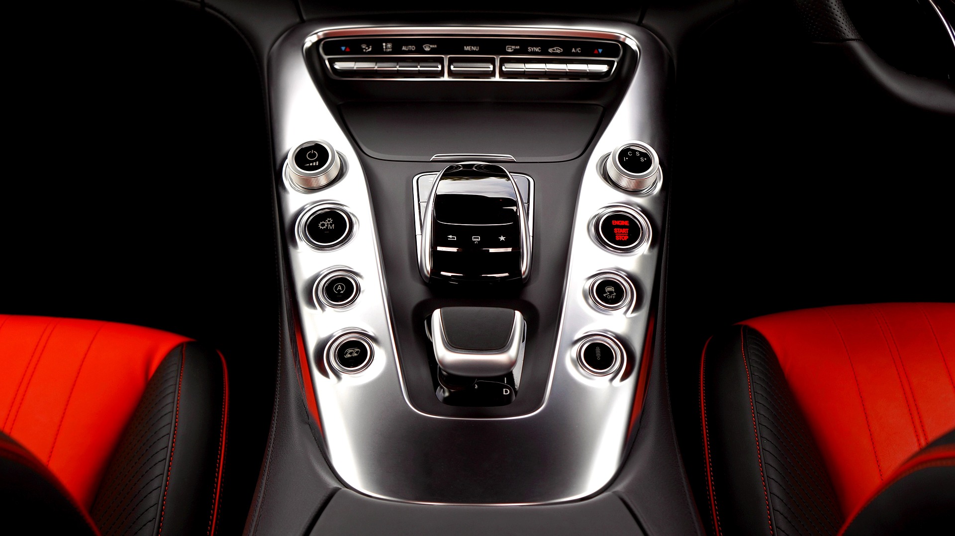 close up of gear shift in luxury car