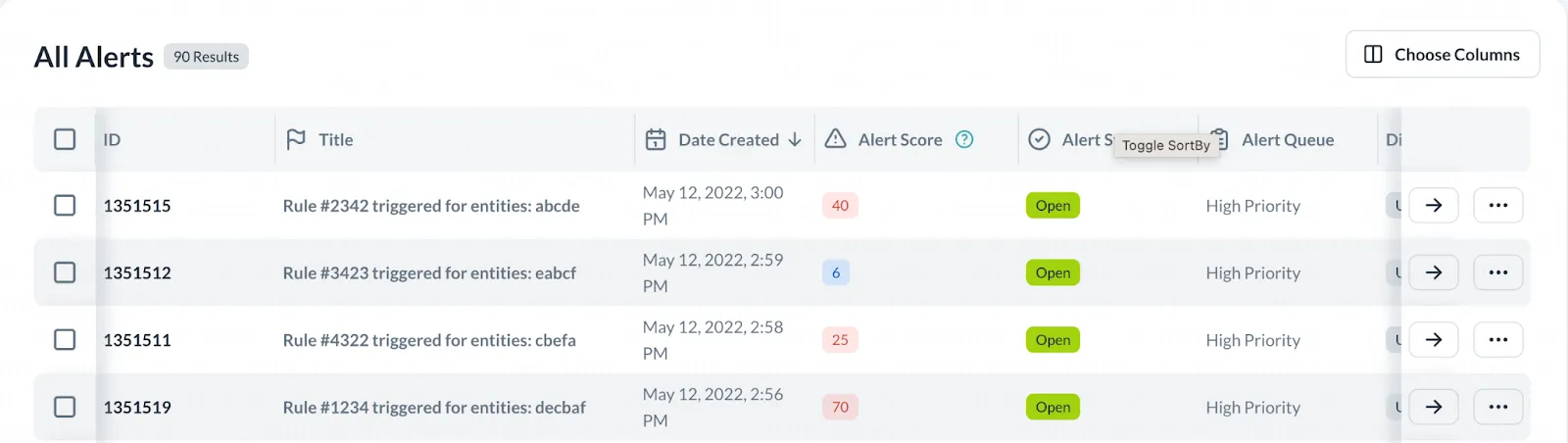 Alert scoring using Unit21