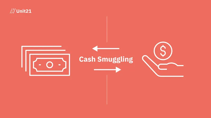 Cash smuggling as a type of money laundering.