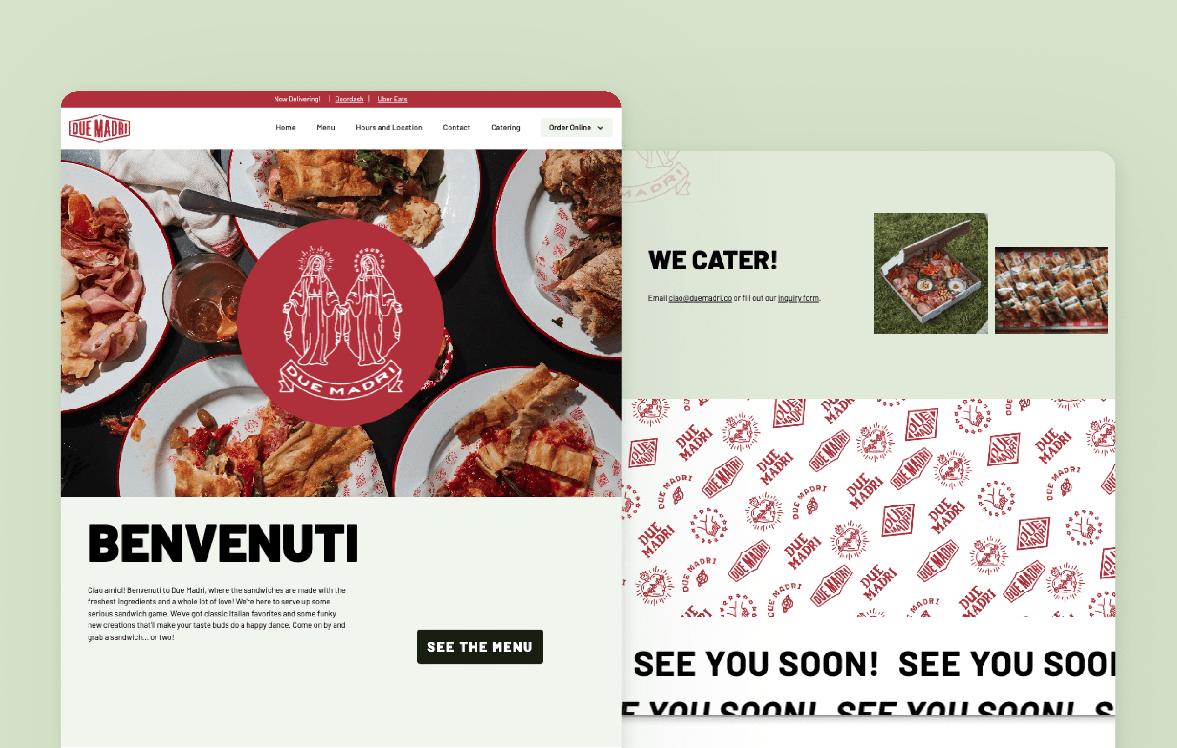 Due Madri Italian Sandwich Shop Website cover image