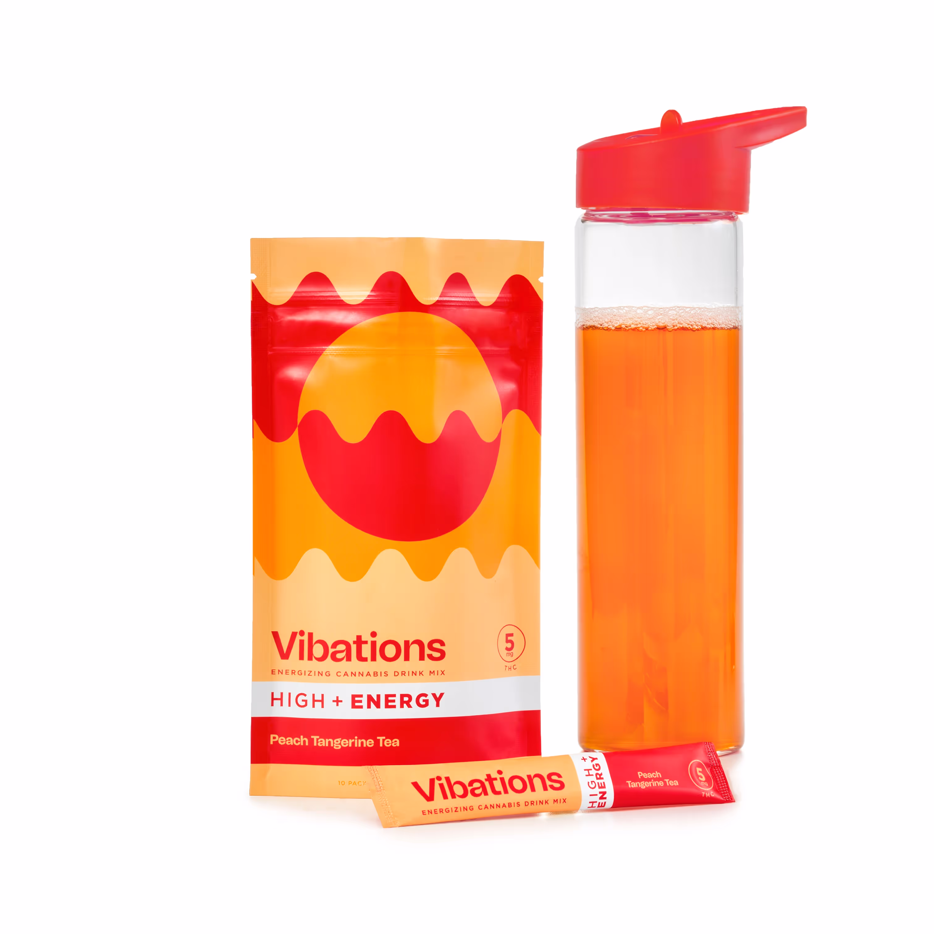 Peach Tangerine Tea Drink Mix | THC+30mg Caffeine | 10pk