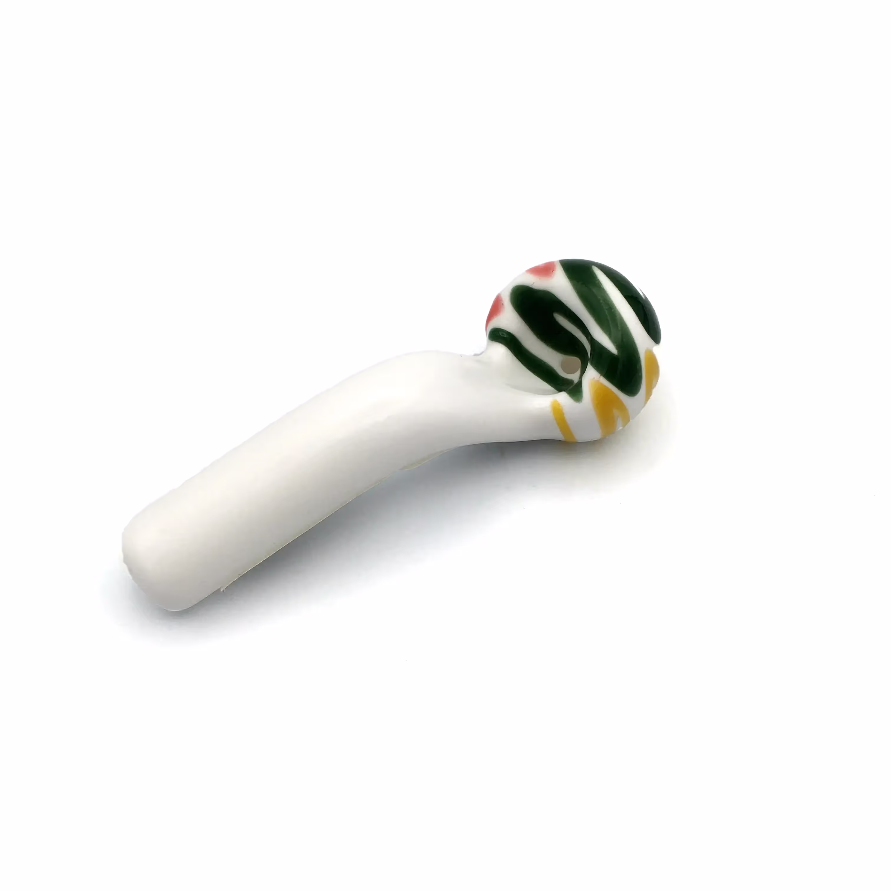 White Bent Pipe with Squiggle Cap | Jellyfish Glass