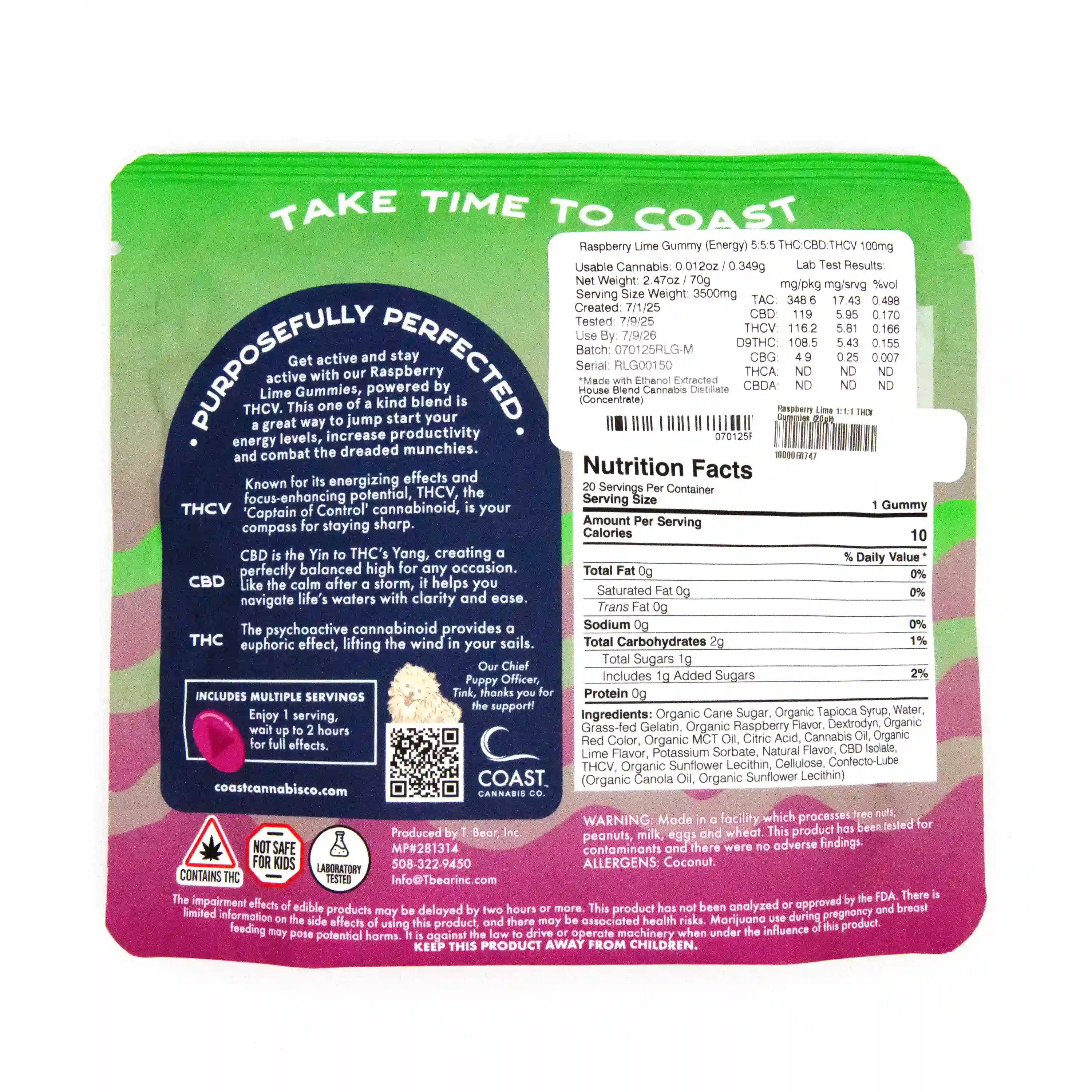 Raspberry Lime | 1:1:1 THCV:CBD:THC | 20pk