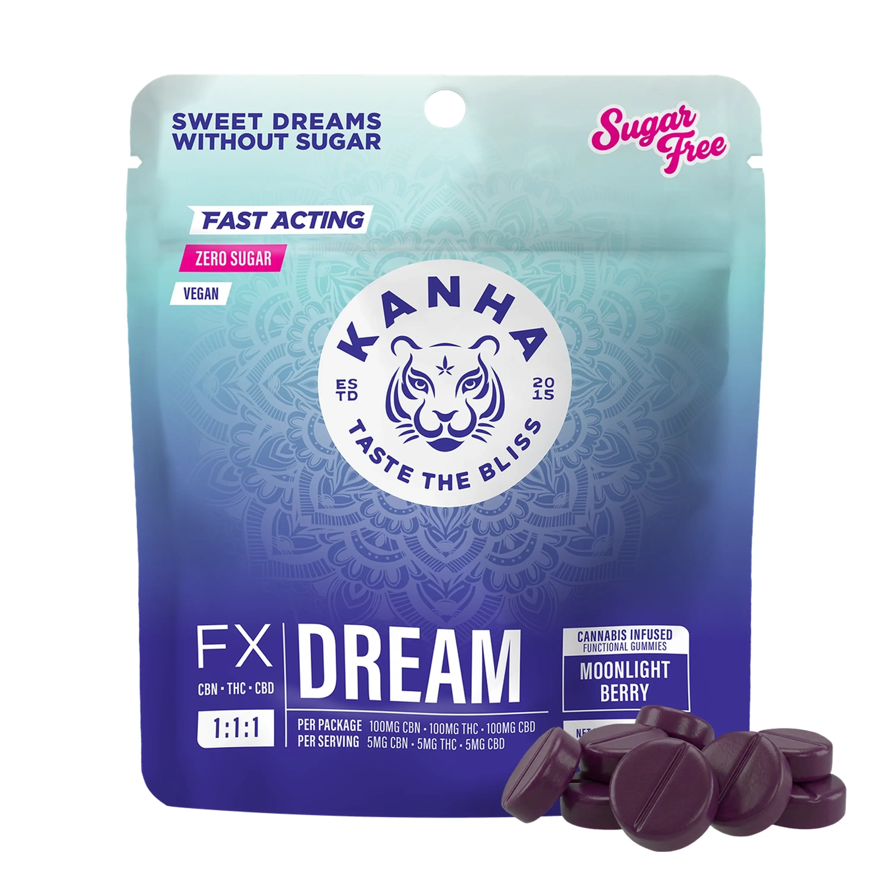 Dream | Sugar Free Moonlight Berry 1:1:1 | CBN:THC:CBD | 20pk