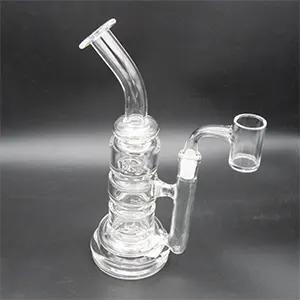 14mm 3 Hole Layered Disc Rig with 90° Quartz Banger | PKG