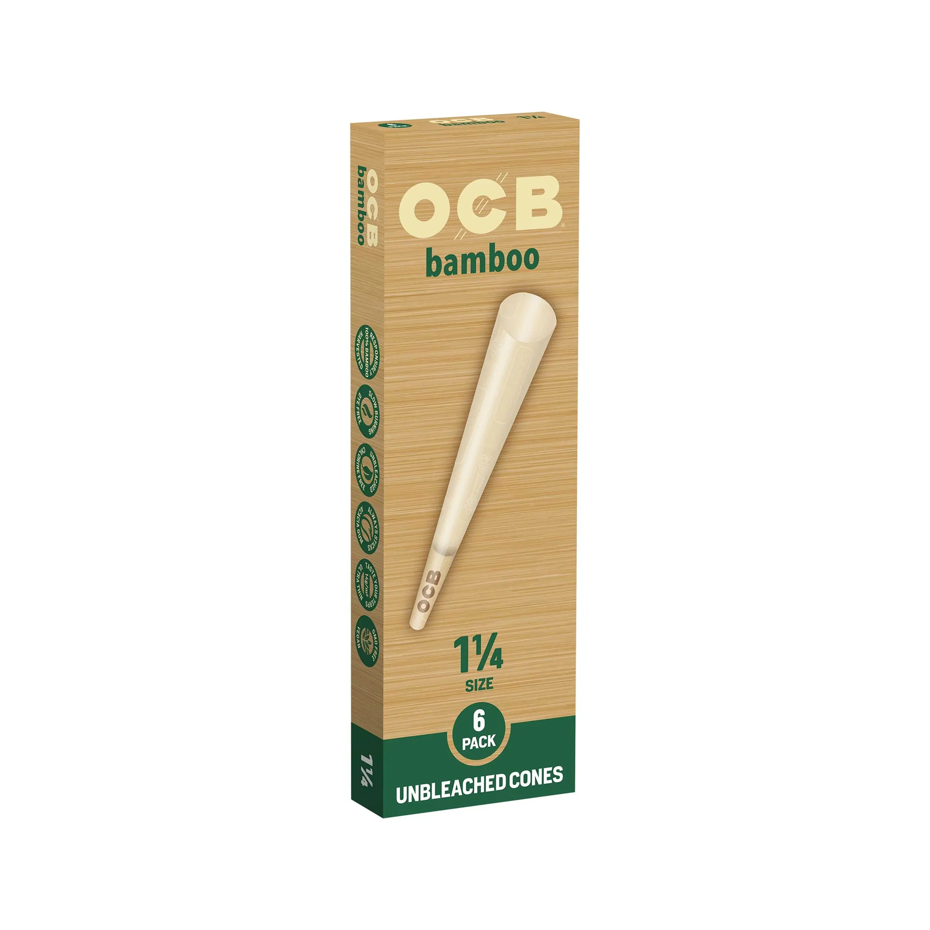 Bamboo 1 1/4 Virgin Cones | 6pk