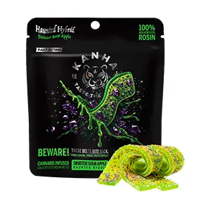 Sinister Sour Apple Crunch Rosin Belts | Haunted Hybrid | 20pk