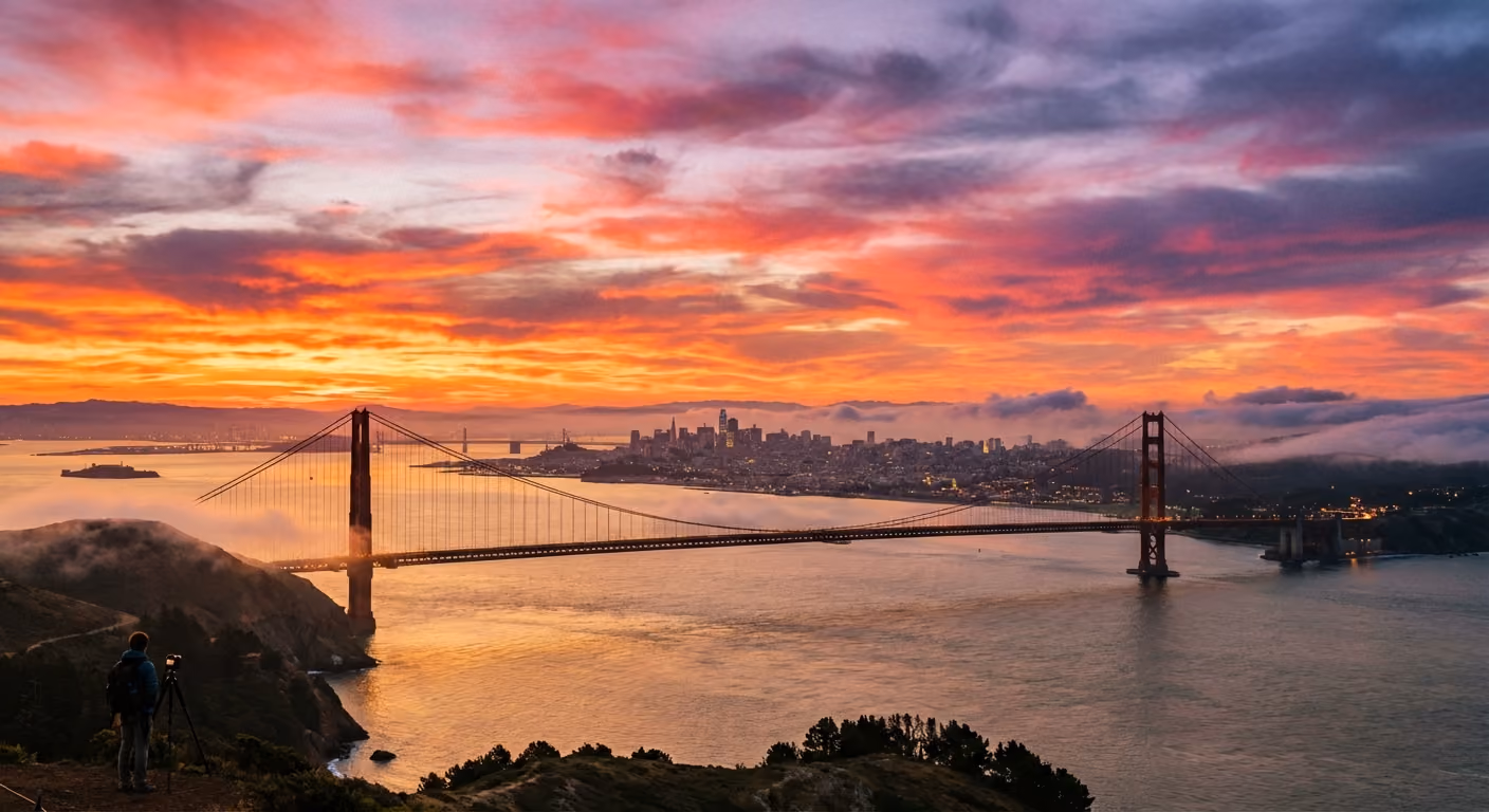 Bay Area sunset over the Pacific coast for corporate offsite destinations