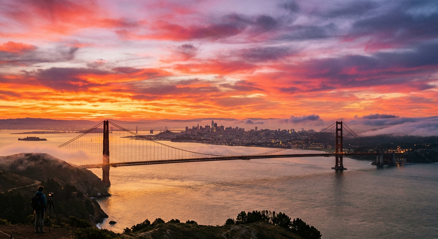 Bay Area sunset over the Pacific coast for corporate offsite destinations