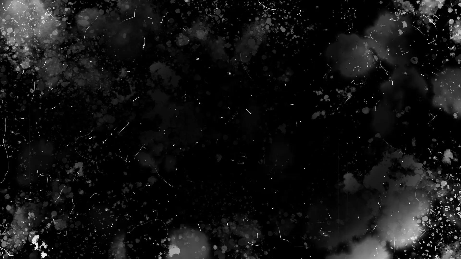 Black background with white scratches, dust, and specks resembling damaged film or old photographic negative.