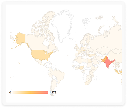 Global map view showing suspicious login activity by region, demonstrating Trusted Accounts’ account protection tools.