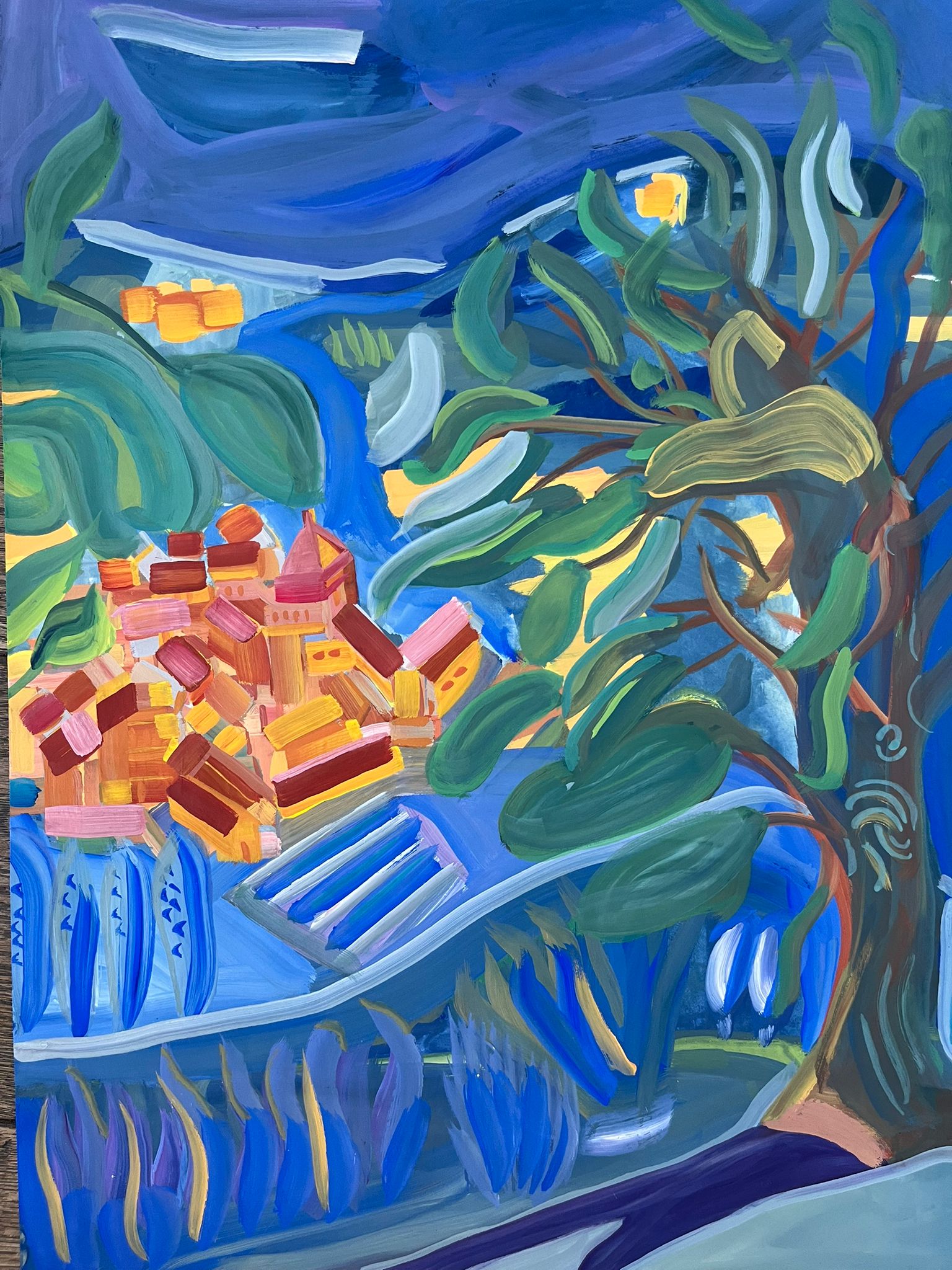 Cornes de gazelle , 2025Gouache on paper12 x 16 inches