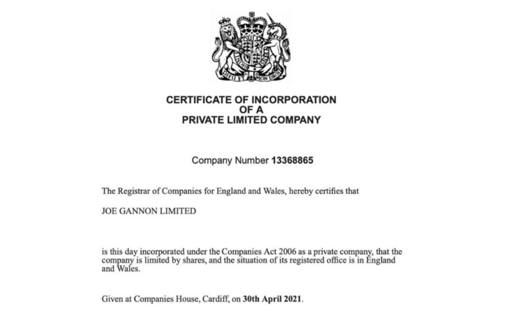 Certificate of incorporation