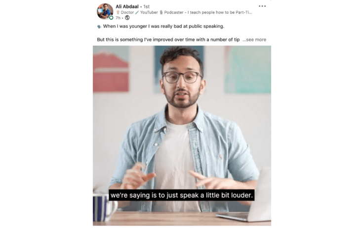 ali abdaal's linkedin post with social media copywriting