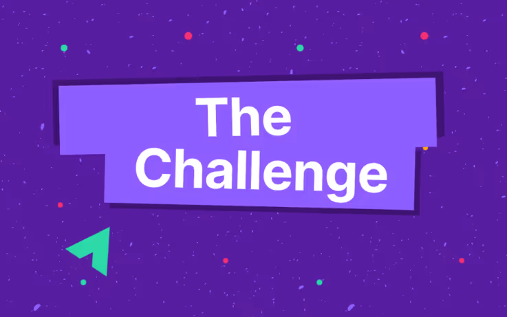 Text, the challenge on purple background