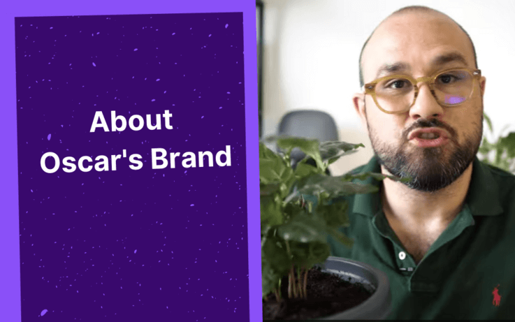 Text, about oscar’s brand, man on right with glasses talking to camera