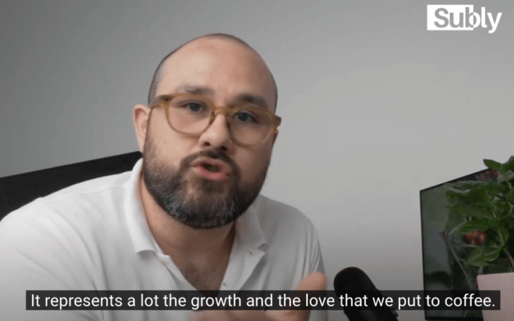 man talking to camera with subtitles on screen