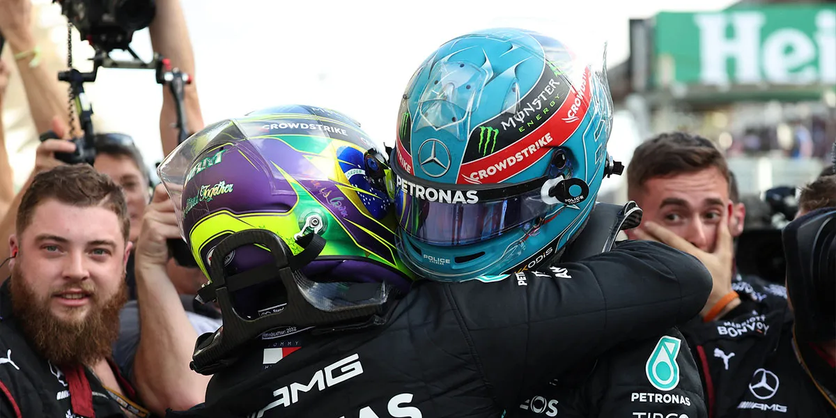 Russell leads Mercedes 1-2 Sao Paulo win!