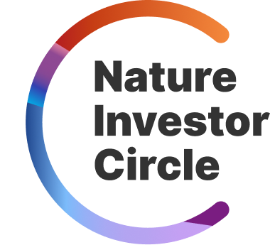Colorful partial circular gradient arc next to the words Nature Investor Circle in bold black text.
