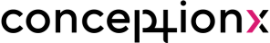 ConceptionX logo with the letter X in pink at the end.
