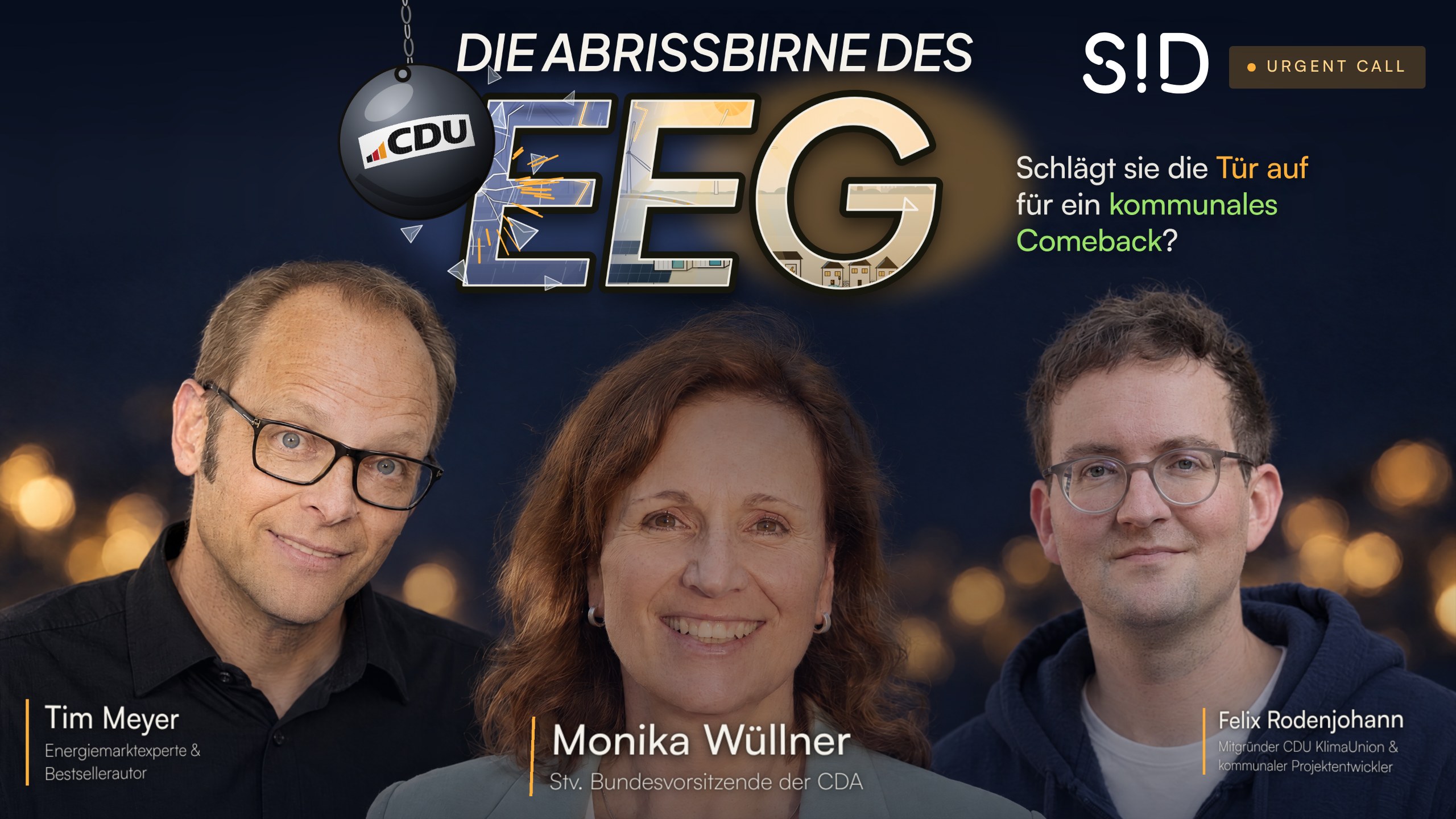 Webinar Die Abrissbirne des EEG mit Tim Meyer, Monika Wüllner und Felix Rodenjohann
