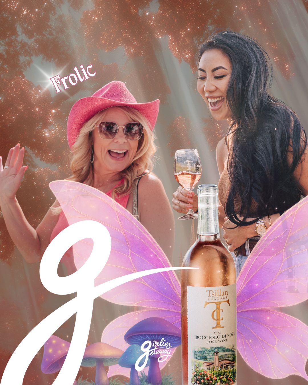 Girlies drinking wine