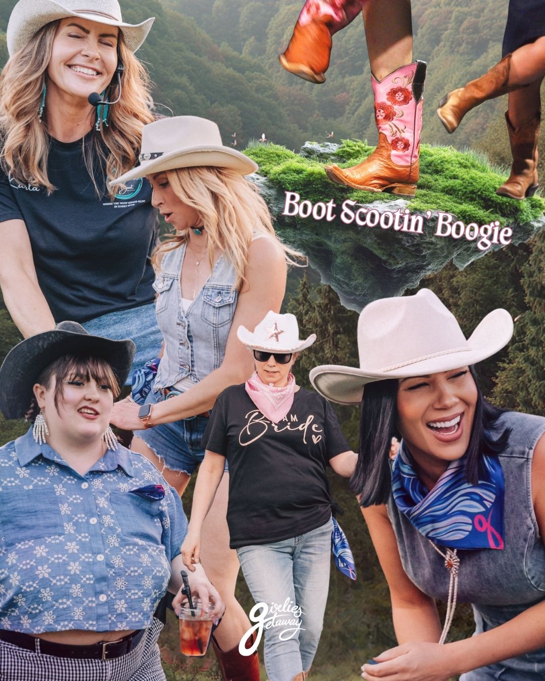 Girlies line dancing collage