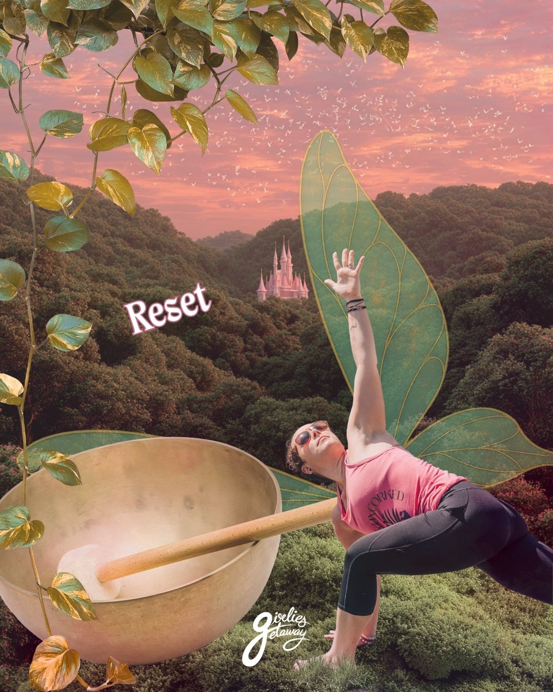 Yoga teacher stretching