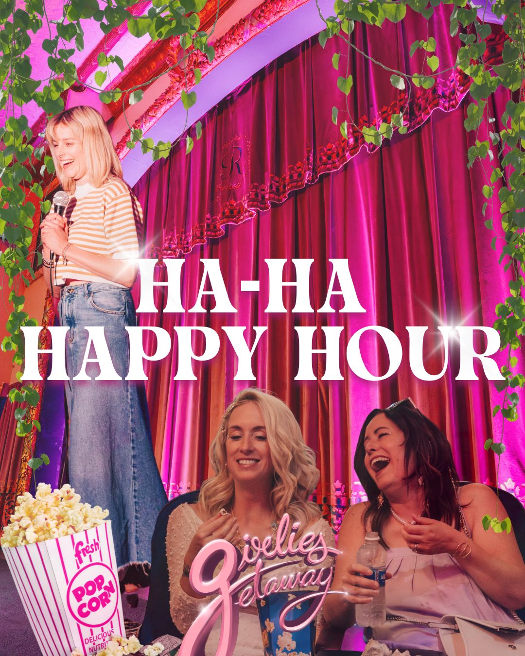 A couple of Girlies laughing with a comedian