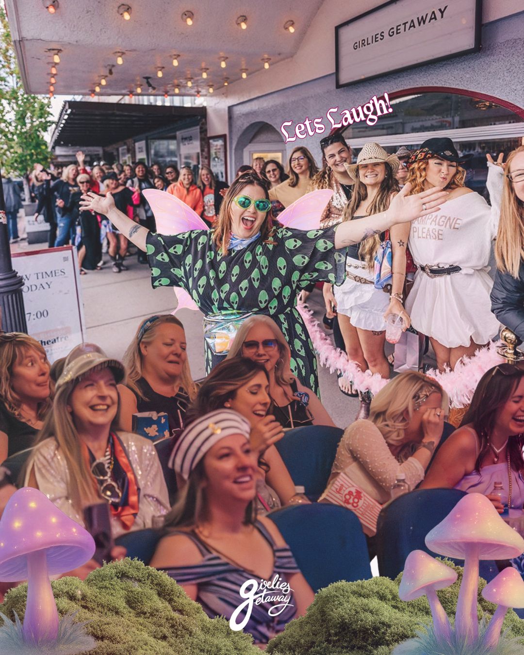 Girlies lined up for a comedy show