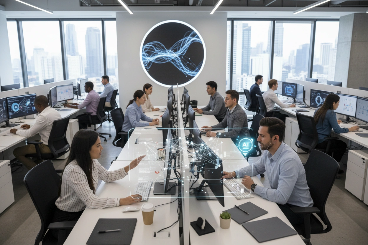 Professional image illustrating Transforming Customer Interactions With AI