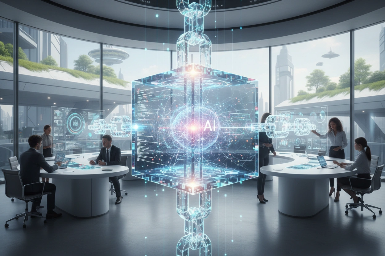 Professional image illustrating Top Use Cases for AI in Blockchain Applications