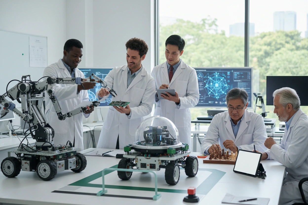 Professional image illustrating Common Misconceptions About AI Robotics