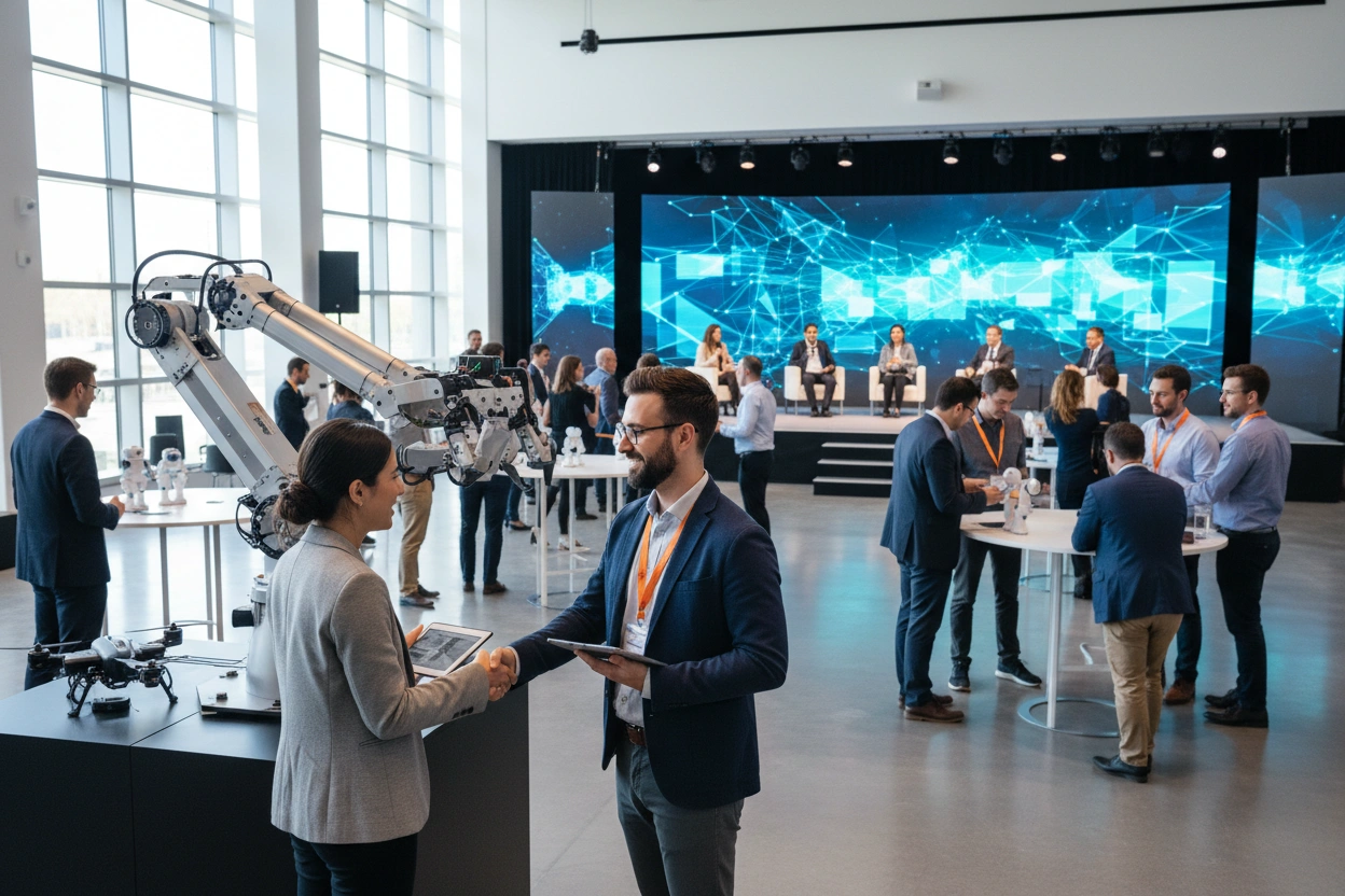 Professional image illustrating Top Networking Opportunities in AI Robotics