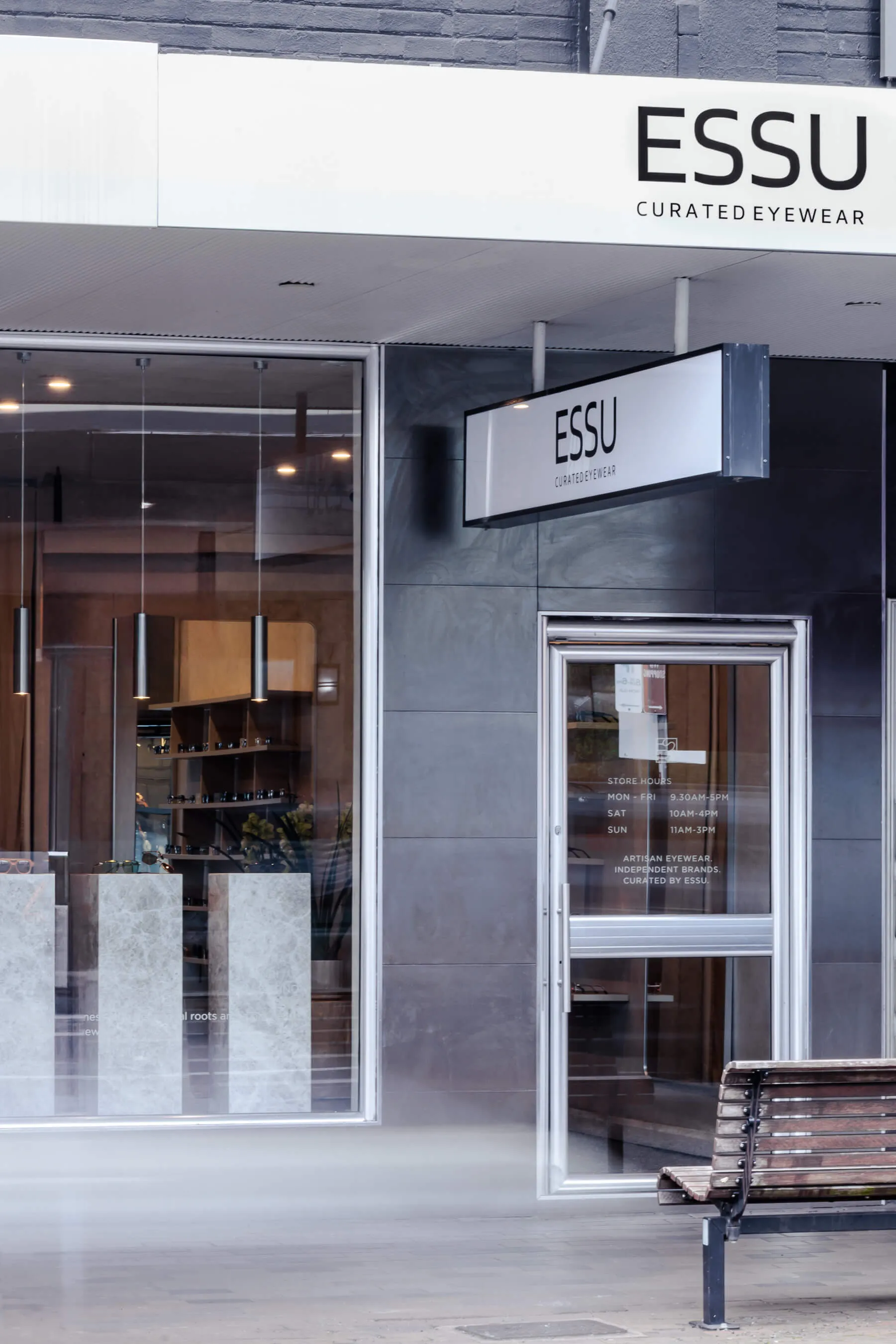 ESSU Eyewear storefront in Mosman, Sydney, photographed by EDG Studios.