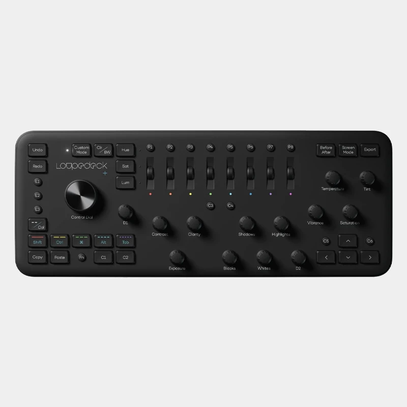 Custom editing console designed for seamless control in Lightroom, Premiere Pro, and more. Speeds up photo and video workflow with tactile precision.
