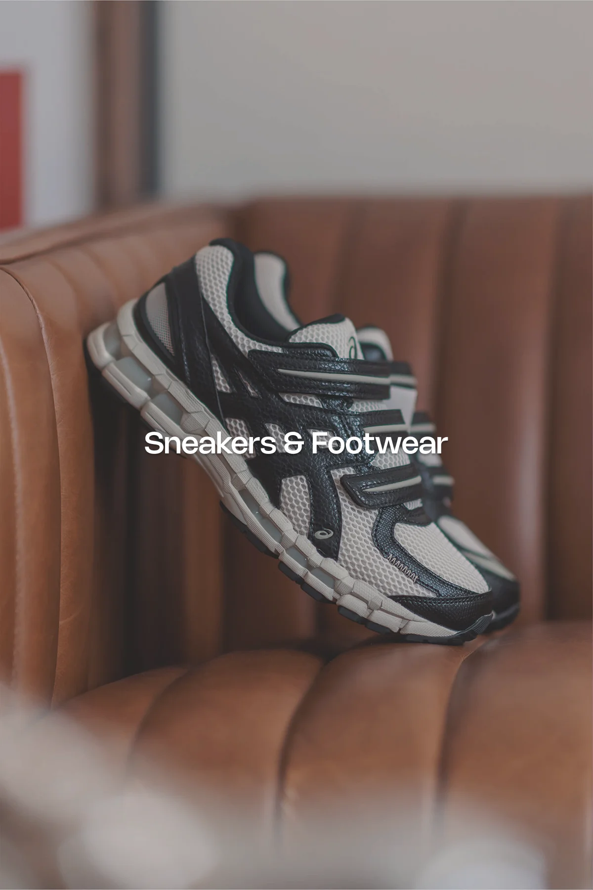 Sneakers & Footwear Banner photography by Eugene David Grey in a modern living room with designer furniture