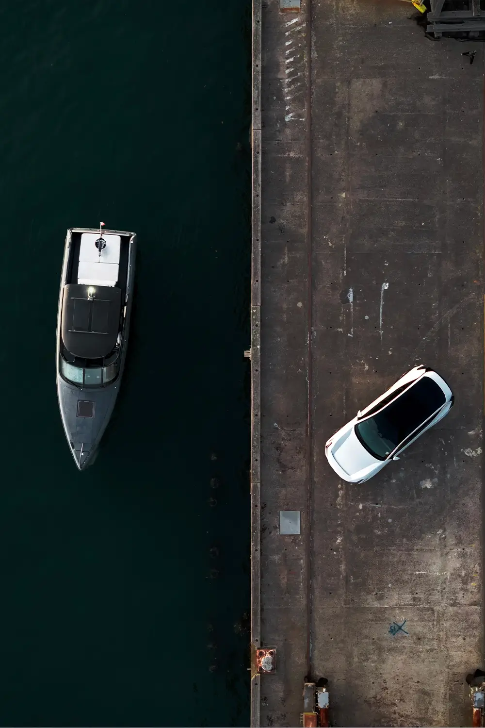 Polestar and Candela collaboration captured at Sydney Harbour Concours d’Elegance, featuring the Candela C-8 Polestar edition electric hydrofoil boat alongside Polestar vehicles, photographed by EDG Studios.