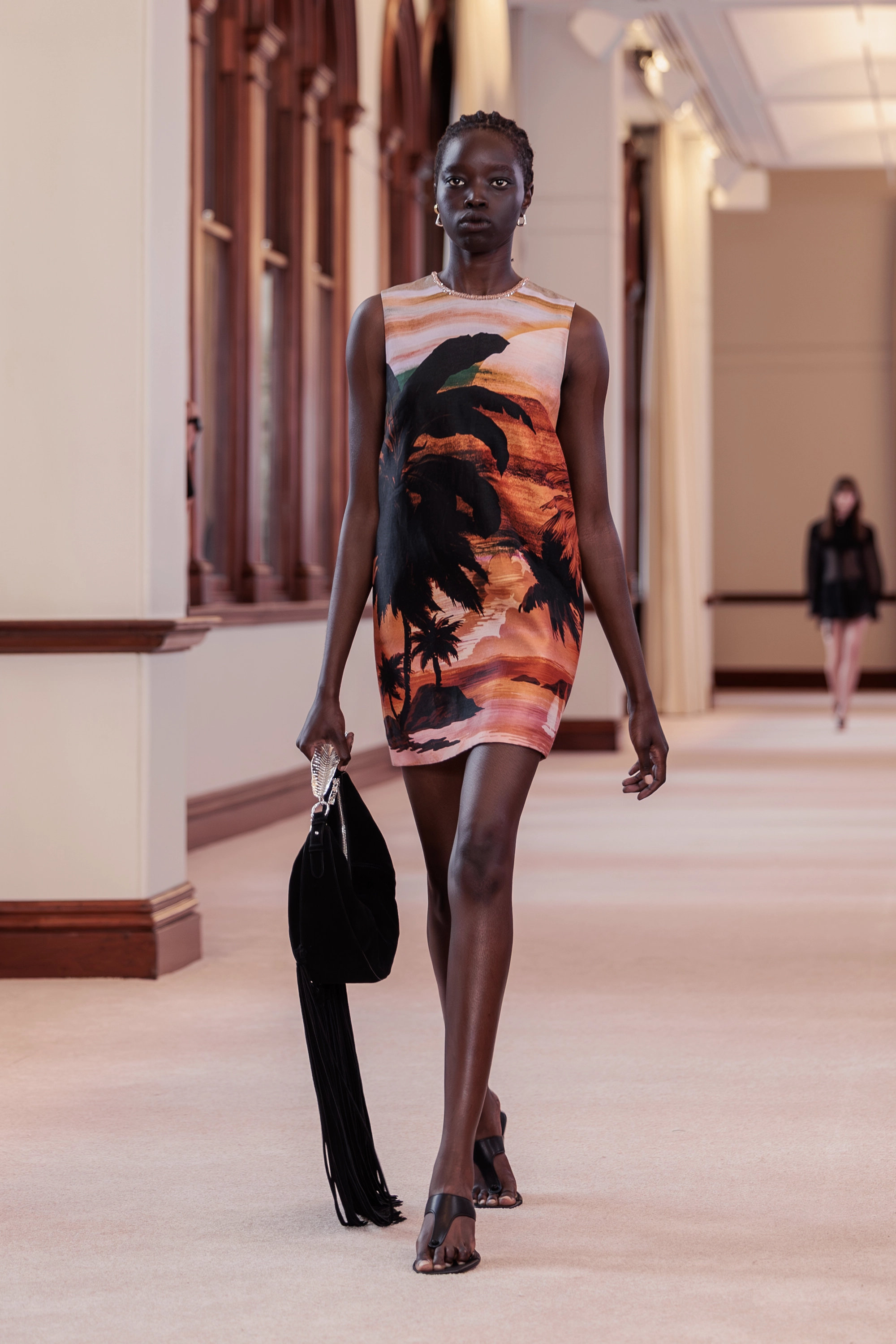 Aje. ‘Siren’ runway show photographed at Australian Fashion Week 2026 at The Lands by Capella Sydney, featuring sculptural resortwear, flowing silhouettes, artisanal textures and contemporary Australian fashion captured in an editorial runway setting.