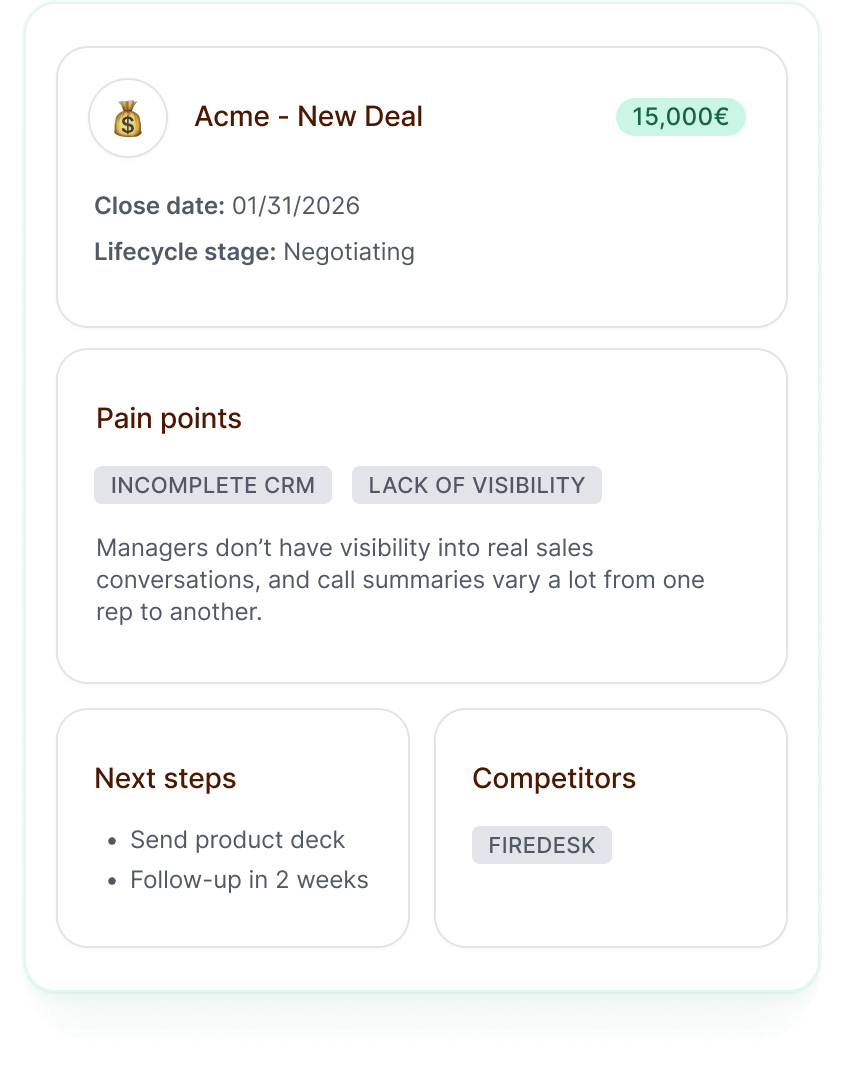 Gain full deal visibility with AI conversation intelligence.