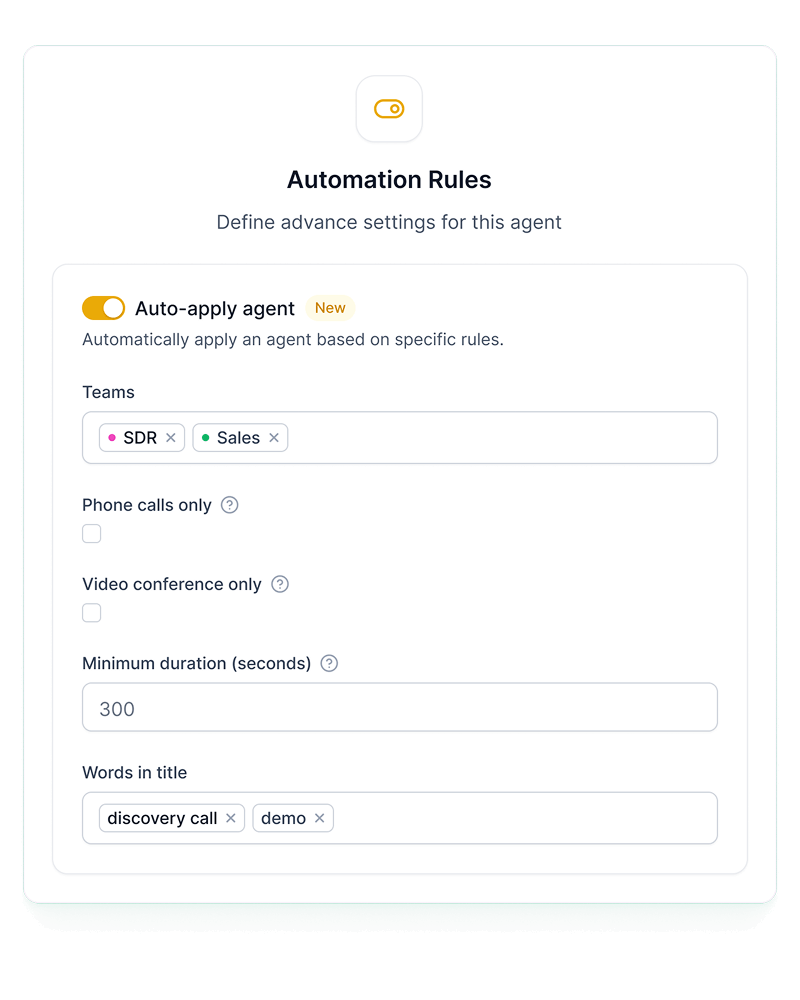 Define automation rules for your agents
