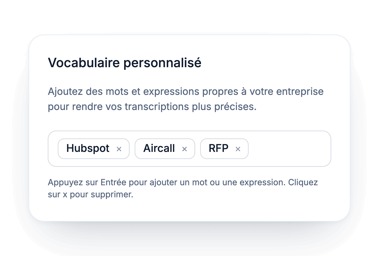 Vocabulaire personnalisé
