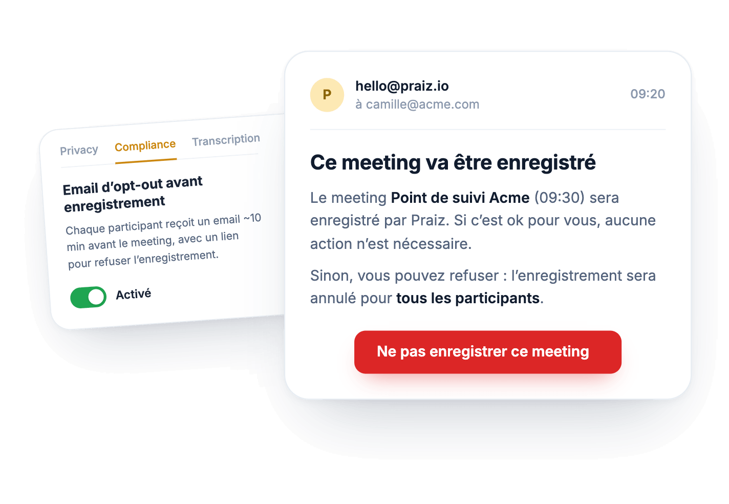 Respect du consentement via l'email d'optout